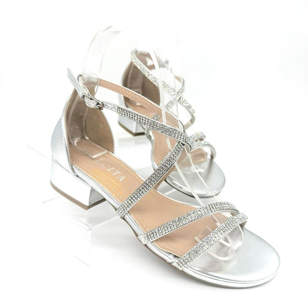Silver Small Block Heel Sandal